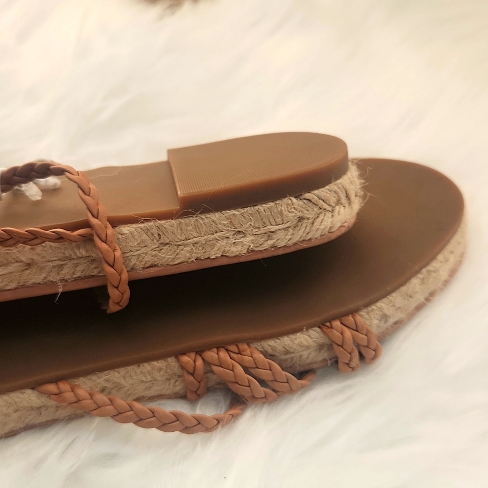 Madewell Women's Kathryn Espadrille Slide Sandal Braided Leather Tan Size 7.5 - Picture 7 of 8